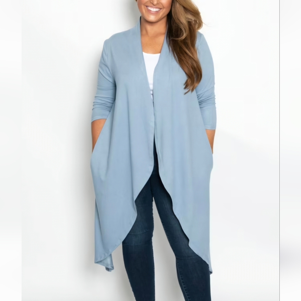Light Blue Open Front Cardigan - Picture 2 of 2